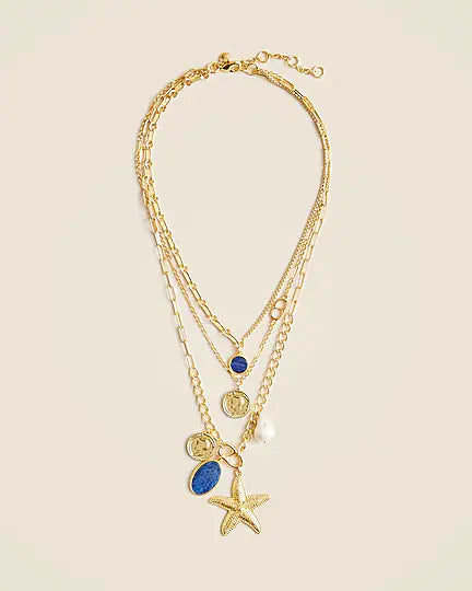 Beaded Charm Layered Necklace For Women